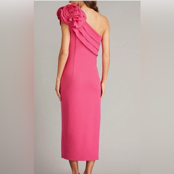 Tadashi Shoji BOS24101MD - Pike Draped Rosette Shoulder Sheath Dress NWT